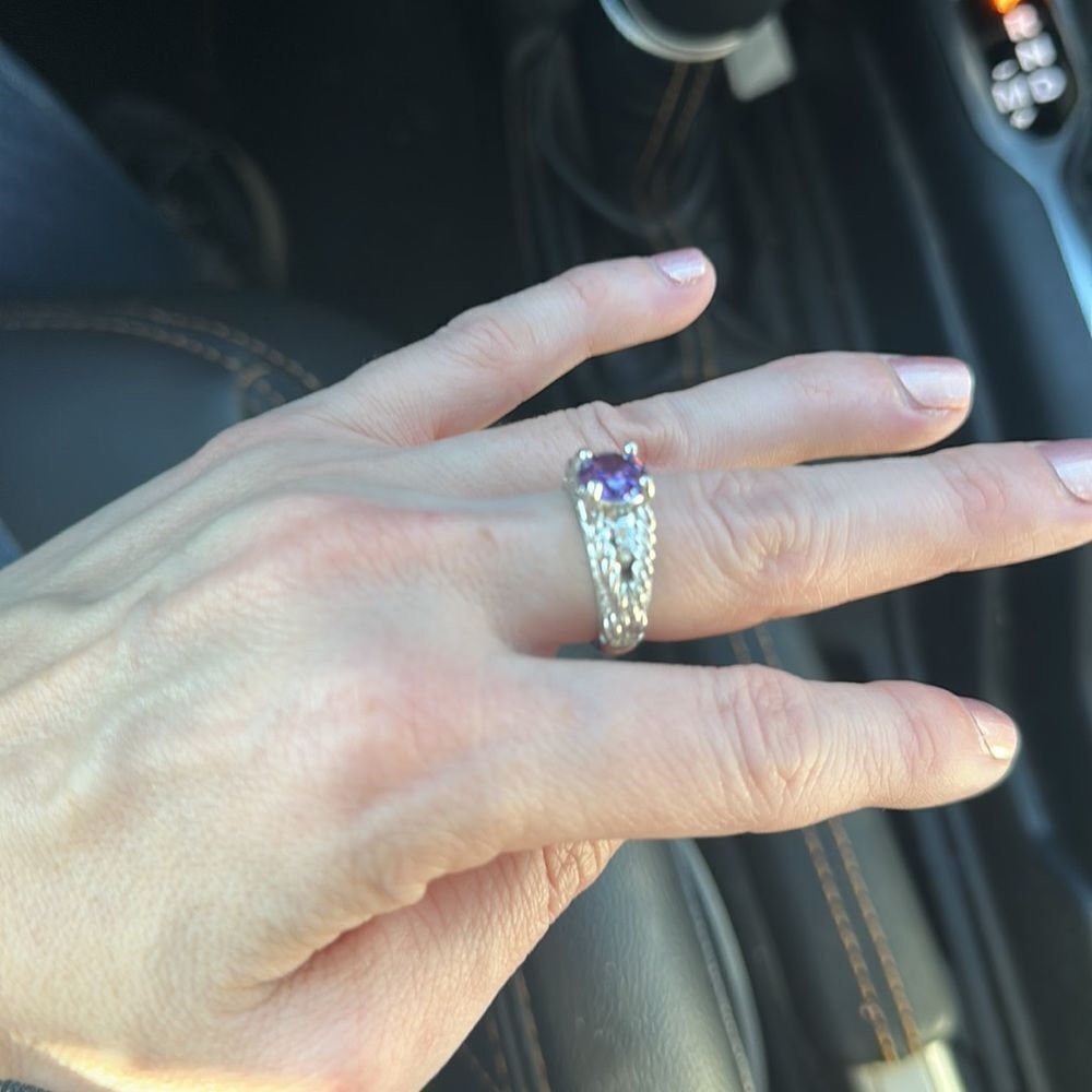 Amethyst Colored Silver Ring - image 2